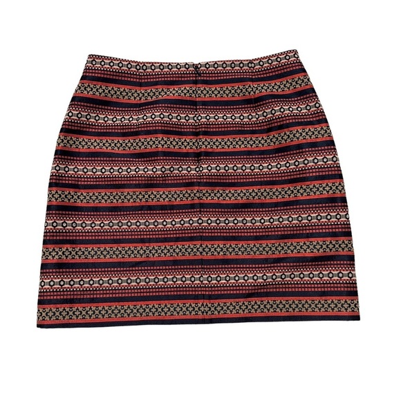 NWT Women’s Ann Taylor LOFT Navy Blue Gold Aztec Stripe Cotton Shift Skirt 8 - Picture 10 of 10